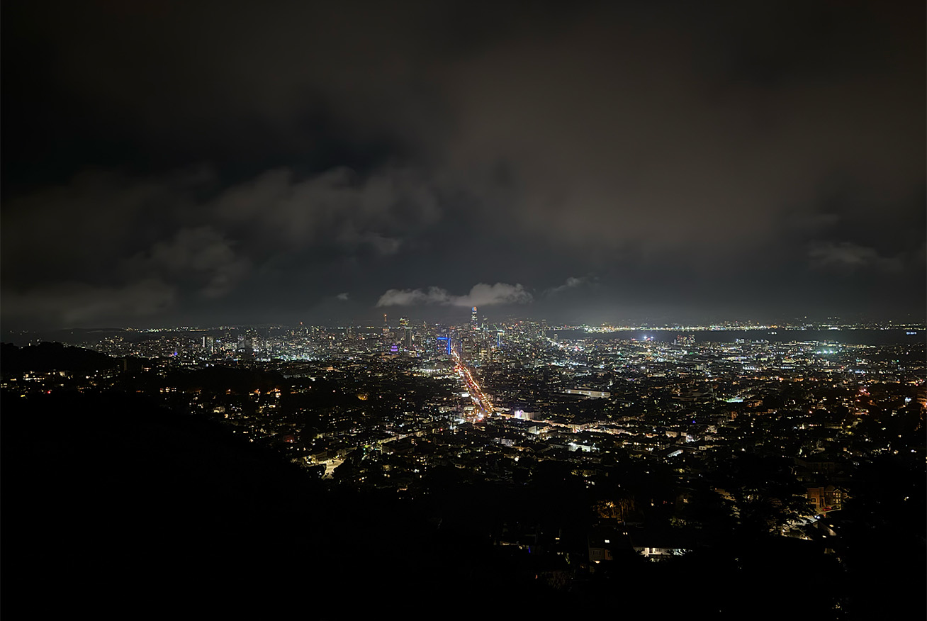 San Francisco skyline at night shot from Twin Peaks